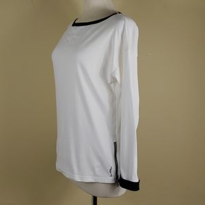 L-RL Lauren Active LS white&black top
